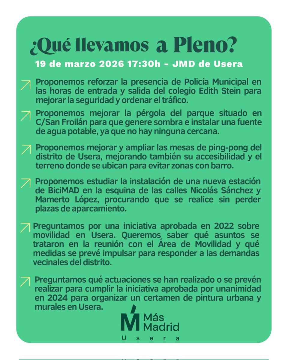 Más Madrid | Usera tweet media