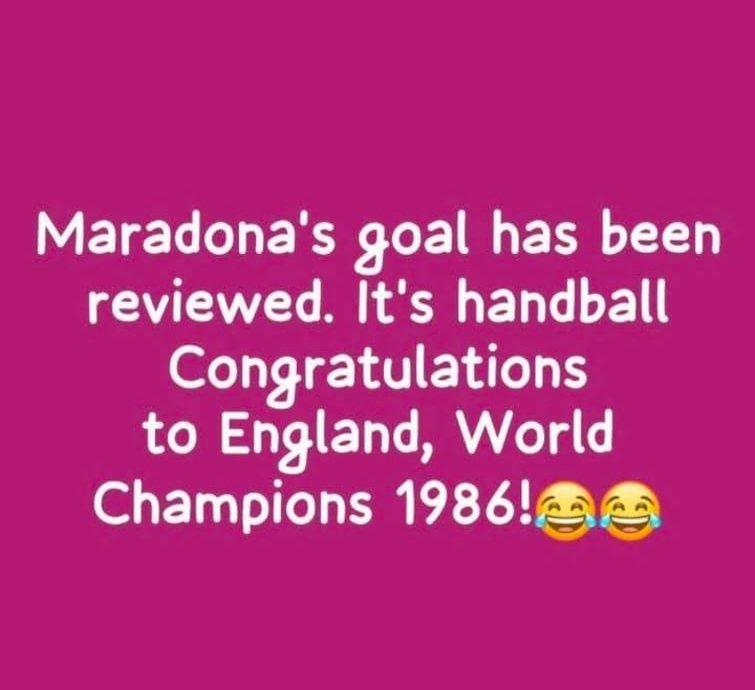 MedVilla11's tweet photo. @CAF_Media Dr Patrice Motsepe awarded England 1986 world cup after reviewing the video and confirmed that maradona scored by hand. https://t.co/mcgVBz7fFJ