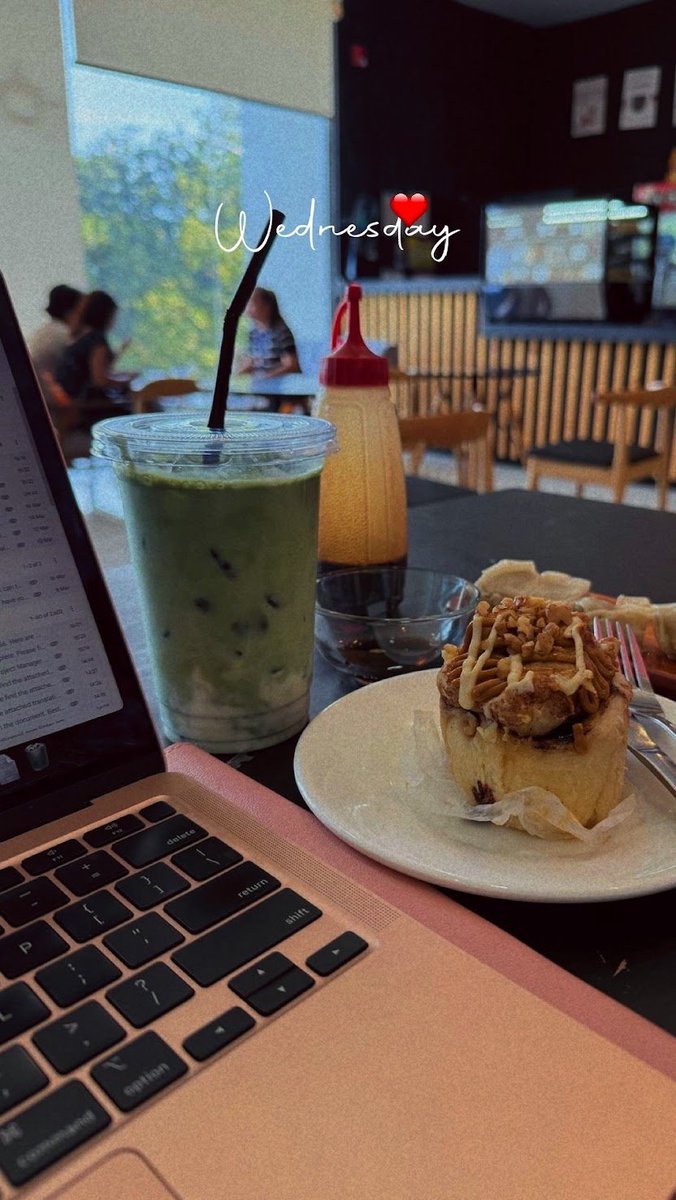 pixxelbyte's tweet photo. Wednesday workflow: Matcha for the focus, cinnamon roll for the soul. 🍵✨ Taking a moment to refuel at the creative house before the afternoon sprint. 💻 #MidWeekVibe #WednesdayMood https://t.co/rnOHRKIhc8
