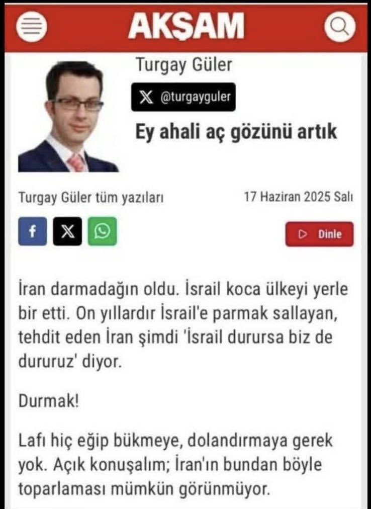 Akıl tutulması desem akıl büyük bir nimettir akıl nimetini haşa hafife almış olurum. Bunun tarifini yapmak çok isterim ama acıyorum bu mahluka hakarete bile değmez. Bunu okuyan siyonistler seninle gurur duyuyor <a href="/turgayguler/">Turgay Güler</a> buda sana yeter.