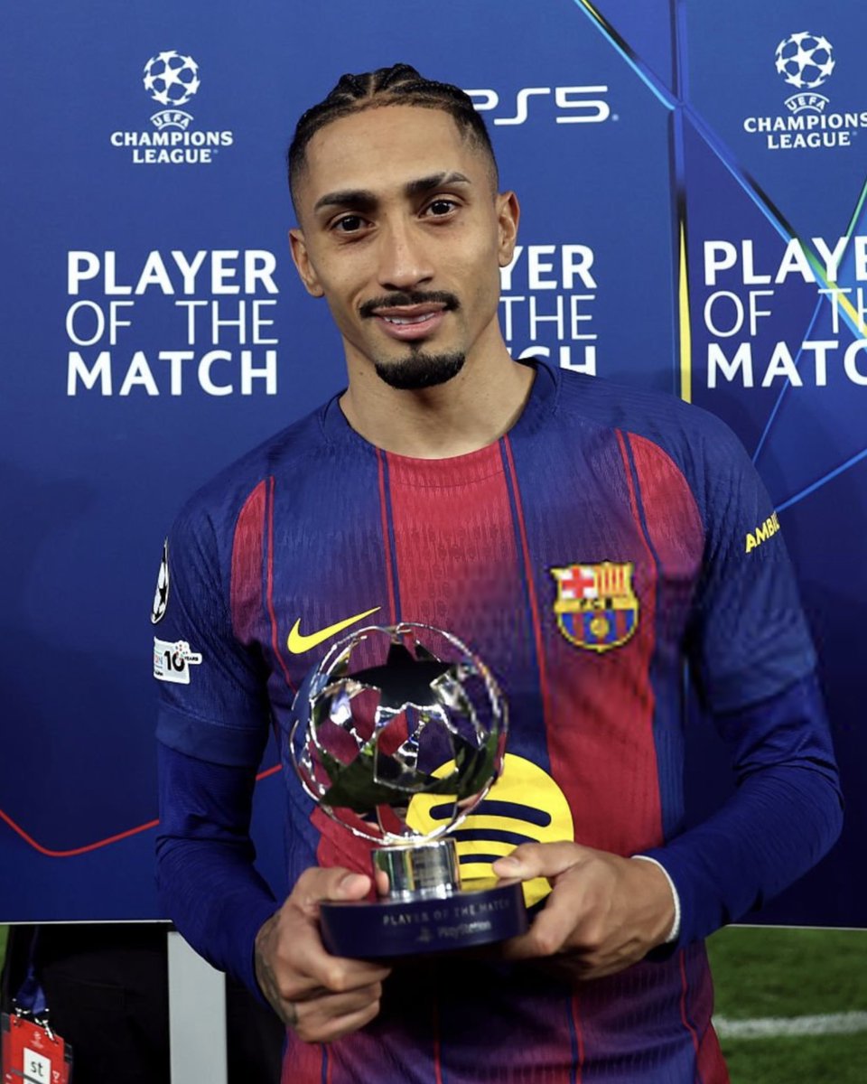 🚨⭐️ Raphinha wins UEFA Man of the Match Award for Barcelona-Newcastle .

#UCL
