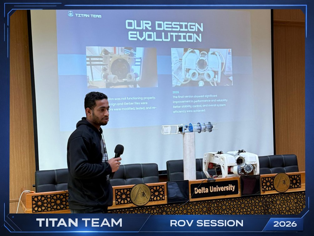 Titanteam25's tweet photo. 🌊 ROV Mechanical Design

Abdullah Mohamed presented the ROV mechanical design, its applications, and how our design evolved through testing and development.

#Titan #MATEROV https://t.co/nLcKrXNpzq
