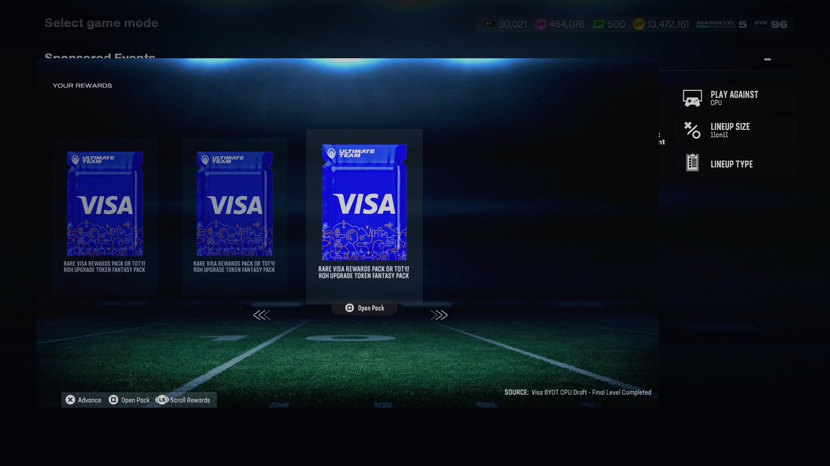 PHARES_1's tweet photo. @EAHelp finished cpu event 13-0 and didn’t get flawless run pack? Please help #mut26 https://t.co/njSRdOKG9w
