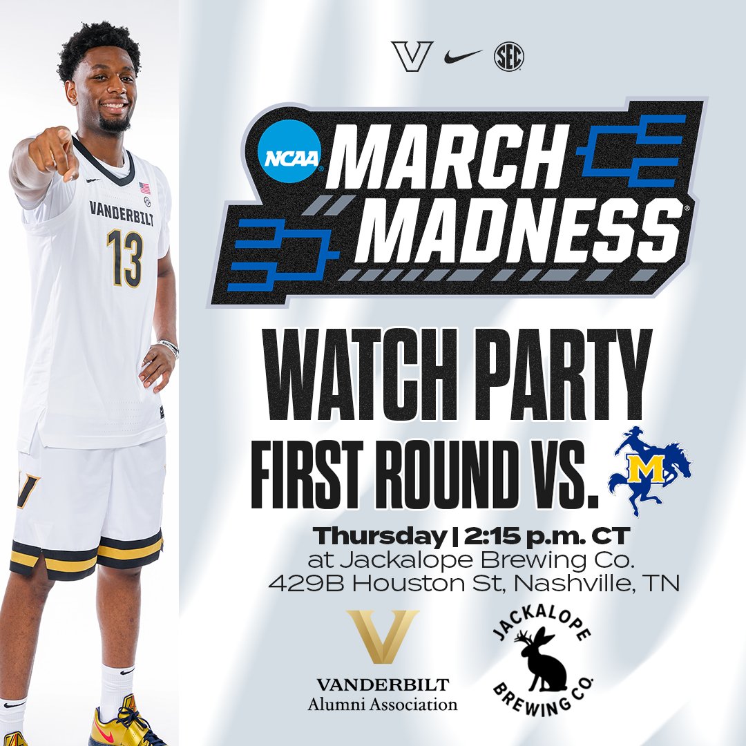 Anchor Down with fellow Commodores at March Madness watch parties across the country!

Get details on events taking place in Boston, Chicago, Memphis, Nashville and New York: vu.edu/mm26