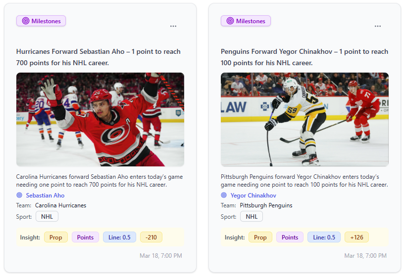 BeyondTheLineHQ's tweet photo. This one is interesting 👀
Same game.
Aho — 1 point from 700
Chinakhov — 1 point from 100
Both sides have a reason to push.
These aren’t random spots.
This is just one of many on the board tonight.
Link in bio.
Look #BeyondTheLine https://t.co/w1LHk3hArT
