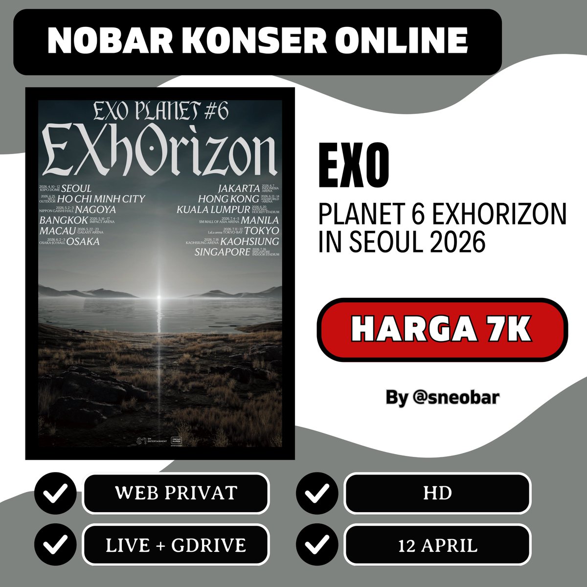 pxanci's tweet photo. OPEN SHARING NOBAR KONSER ONLINE EXO PLANET 6 EXHORIZON IN SEOUL 2026

💵 7K

Cara Order : Silahkan klik link dibawah ini
https://t.co/xJYUZ1rEHt

🗓 Minggu, 12 April 16.00 WIB

✅ Live + Gdrive Record Selamanya
✅ Web Privat https://t.co/Q2BGOoKSJo