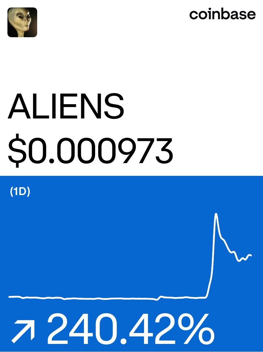 DcAkens's tweet photo. Aliens are real on @Coinbase: https://t.co/LveGA0WvUU https://t.co/LiQPlswHHI