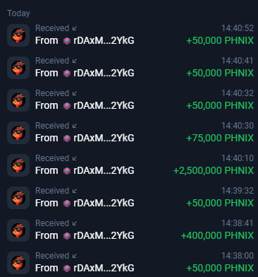 mcmdrop76's tweet photo. @XRPLBagHolder @phnix_xrp VERY NICE! Won a decent little haul of $PHINX ! https://t.co/52AfKlf2Es
