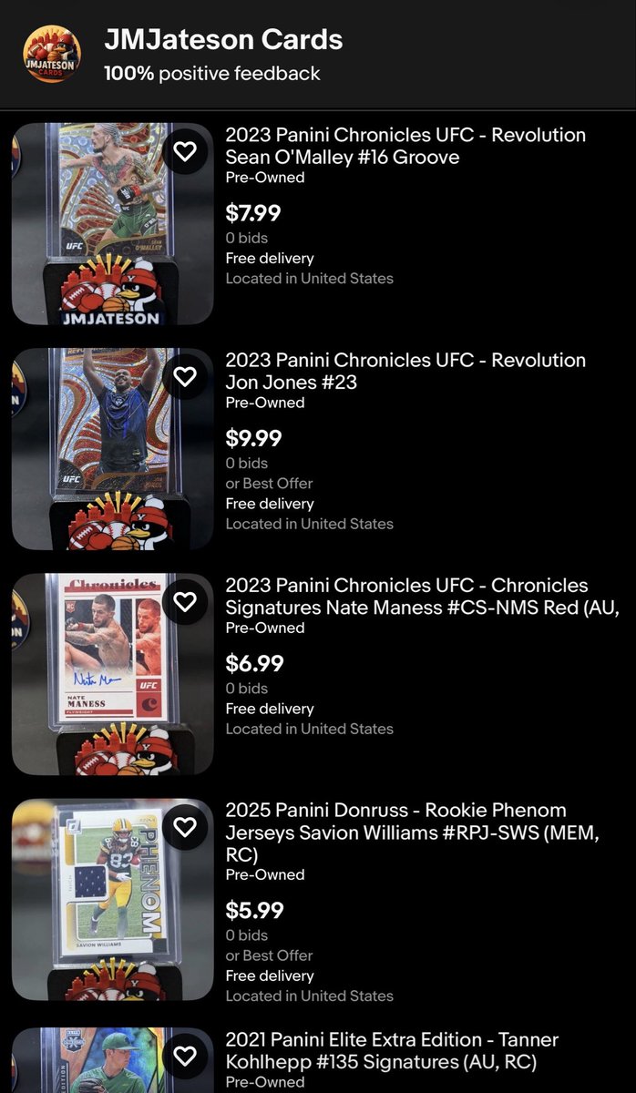JmjatesonCards's tweet photo. Checkout JMJateson Cards on EBay or take a look at the pics below and message me with some offers here on X.
Over 500 listings and adding new stuff daily !
🔴 https://t.co/rnlJYc0TFb
🔴 paypal or Venmo g&s
🔴 follow @Jmjateson
#TBBCrew #TBBreposts #numberedauto #panini #donruss #topps #MLB #UFC #rpa #WednesdayTradingCards #TradingCommunity #TradingCards #NFL #sales #buy #sell #trade #iso #topps #triplebangerbreaks #whodoyoucollect #tradingcards #thehobby #TBBGold #JMJatesonCards