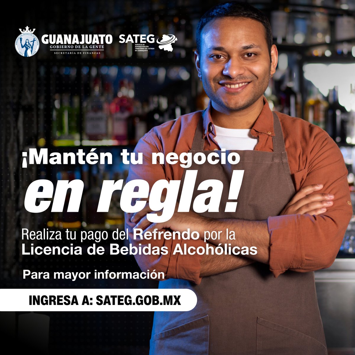 No dejes pasar el pago de tu refrendo de la Licencia de Bebidas Alcohólicas. Cumplir con tus obligaciones fiscales te permite crecer tu negocio 😉

📅Tienes hasta el 31 de marzo
Haz tu pago hoy en pagosenlinea.guanajuato.gob.mx/refrendoalcoho…
Info: 4773433302