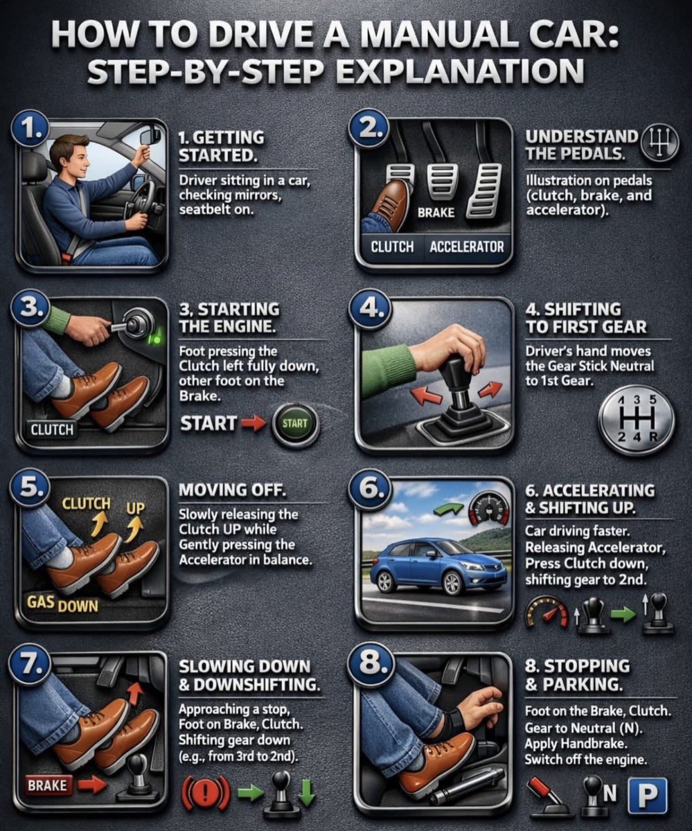 A good way to learn how to drive a manual car .
A good driver start from manual gear .
It’s very difficult to see a good driver that will switch from manual to automatic easily.