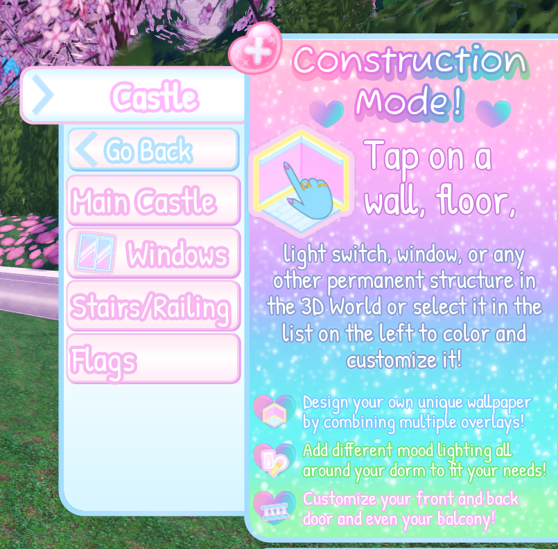 poketrainerjuju's tweet photo. The new dorm template is out! It’s called “Castle Backyard” :3 

You can customize the color of almost everything ^_^

#rhtc #royalehigh https://t.co/VxAn1uN1kE