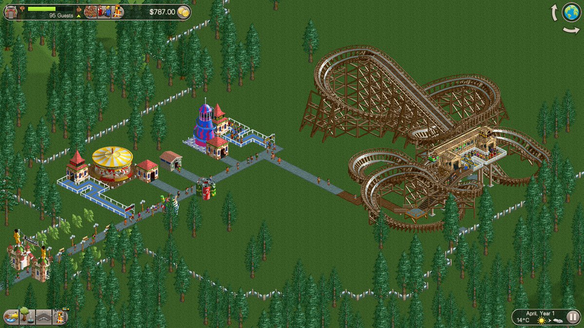 It was a good week so far, advanced a lot on my personal projects... but every interaction with another human IRL has proven to be terrible. I had already woken up in a bad mood to be honest.

So I ended playing Classic RCT making whatever before night. Now I'm a bit happier.