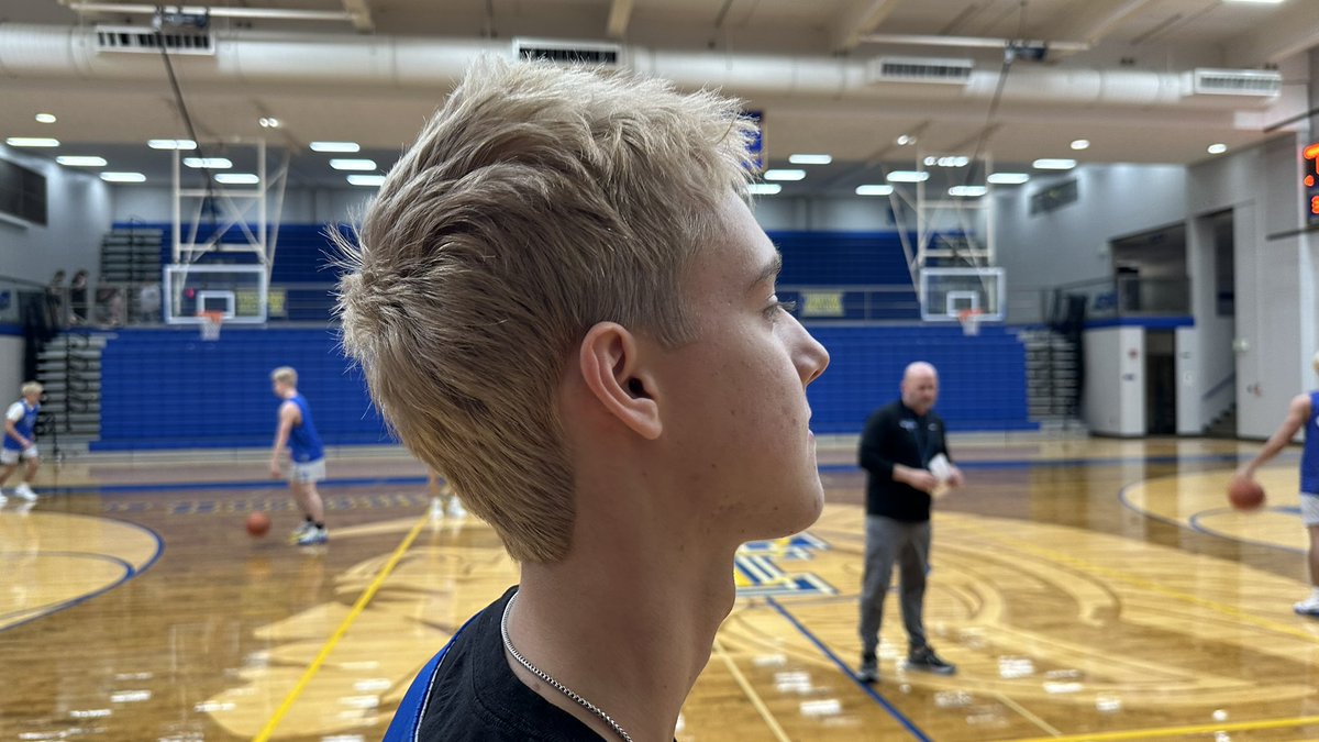 angdicarlo's tweet photo. Great to be with the blonde bombshells… errr…. The Triton Trojans as they prepare for the 1A Boys Basketball SemiState on Saturday.

@coachjgroves was umm… not able to participate in this team bonding experience. https://t.co/AN3okMTpL9