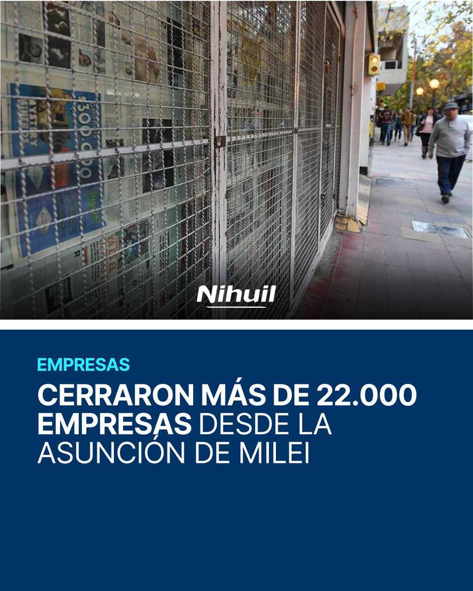 📉CRISIS EMPRESARIAL: 15 MESES SEGUIDOS DE CAÍDA EN LA ACTIVIDAD

- Desde la asunción de Milei, más de 22.000 empresas cerraron en el país, lo que representa una caída del 4,4% del total, según un informe de la consultora Fundar.