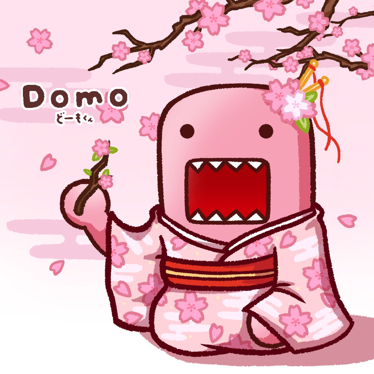 domo_hqofficial's tweet photo. The cherry blossoms are here! Domo is carefully observing them… #domo #domokun https://t.co/p385Y6QlKZ