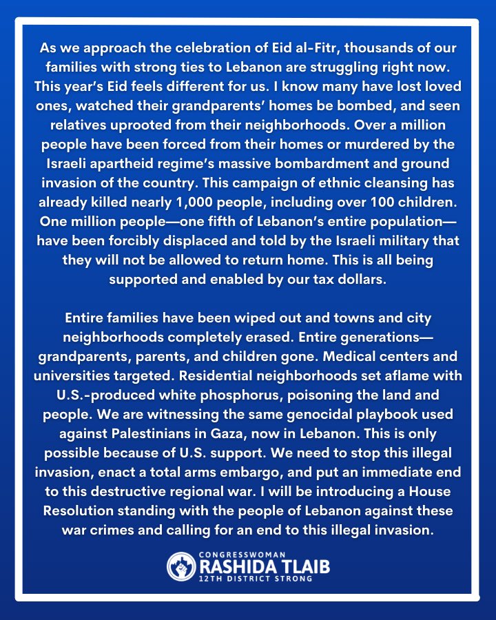 Congresswoman Rashida Tlaib tweet media