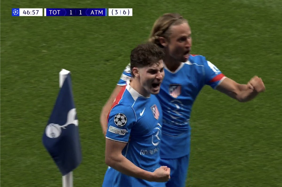 TouchlineX's tweet photo. 1-1 Atlético Madrid.

GOOOOOOOOOAAAAAAAAAAAAAALLLLLL JULIAN ALVAREZ !!!!!!!!!!!!!!!!!!!!!!!!!!!!! GAME OVER FOR TOTTENHAM !!!!!!!!!!!!!!!!!!!!!!!!!!!!! THAT IS SURELY GAME OVER !!!!!!!!!!!!!!!!!!!!!!!! ATLETICO WILL REACH THE QUARTER FINALS !!!!!!!!!!!!!!!!!!!!!!!!!!! https://t.co/3I0snp1ZoH
