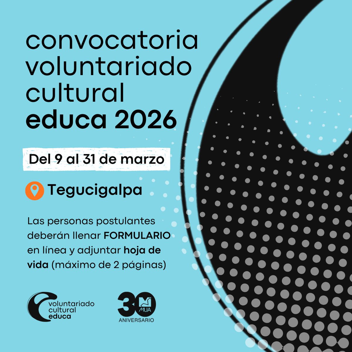 muahn's tweet photo. Convocatoria Voluntariado Educa 2026 
Mujeres y hombres con edades  entre los 18 - 35 años y residir en Tegucigalpa 
Para aplicar completa el formulario
https://t.co/EdZCawY0br
Adjuntar tu hoja de vida @educahn https://t.co/fwj6Vz5CKI
