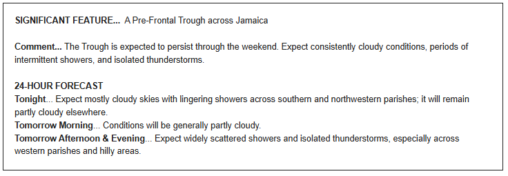 There is a pre-Frontal Trough across Jamaica.