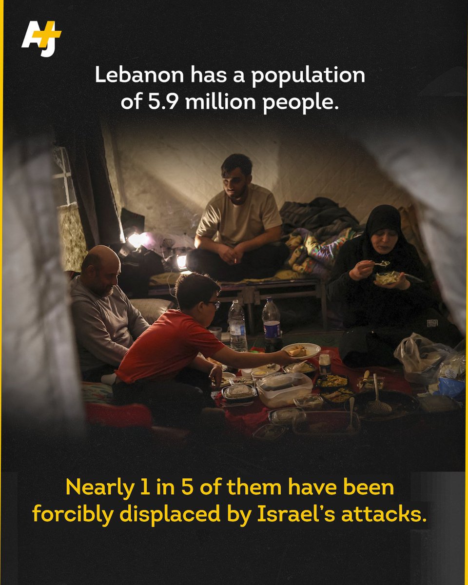 ajplus's tweet photo. 1 million displaced.
Over 900 killed.
A classroom of children killed or injured per day. 

This is the human cost of Israel’s attacks on Lebanon by the numbers. https://t.co/rycy2Xt4mQ