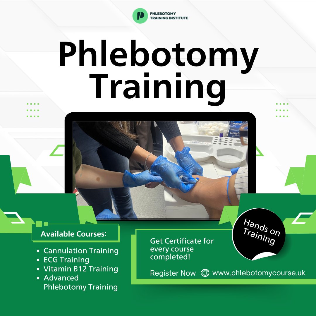 Phlebotomyx's tweet image. Start your journey in healthcare with Phlebotomy Training.

#carejobsuk #HealthcareCareer #CPDAccredited