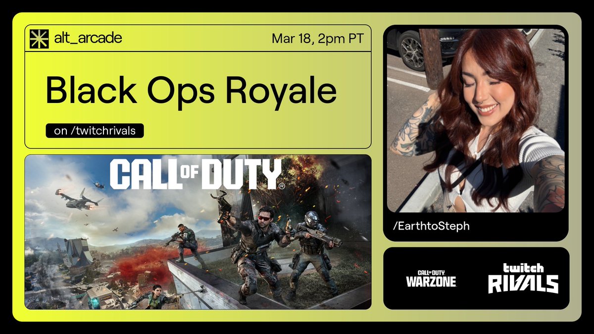 earthtosteph's tweet photo. 100K Black Ops Royal Tourney LIVE NOW WITH @Falnets @Jdashzz &amp; @UncivilQ 

https://t.co/i50rC2BFQX 🔴 https://t.co/sXtyZLMUDm
