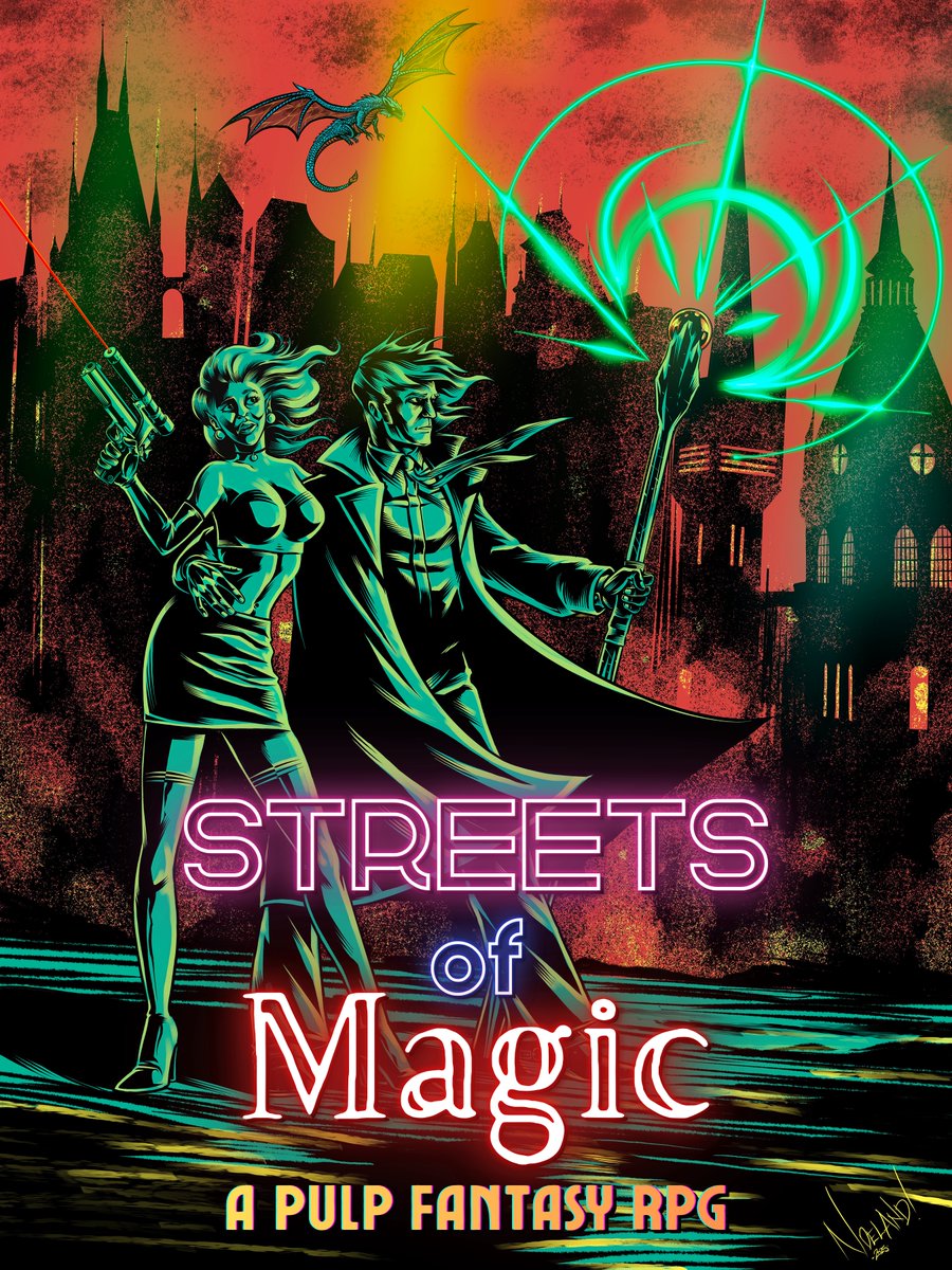 ViktorGorchev's tweet photo. We're almost 2/3rds of the way through the Kickstarter for Streets of Magic, my first standalone OSR urban fantasy game.

It's already fully funded (much thanks to everyone who backed it thus far!), but the more it raises in this last stretch, the better I can make the final product- more art, spare funds for future expansions, etc. 

If you like urban fantasy, OSR games, or indie tabletop games in general, I'd really appreciate any help in sharing it around!

Link in the replies 

Streets of Magic is an OSR urban fantasy tabletop RPG set in a version of our own Earth where the things of legend- magic, monsters, and other mythological elements- have always been very real and largely out in the open. Humans live alongside Orcs, Elves, Dwarves, Halflings, and numerous other races straight out of our fantasy dime store novels, sharing crowded cities lit by neon and magic. Whether you’re playing a spell-slinging detective, a back-alley Orcish bruiser, a gun-toting merc, a magically gifted performer, or a rogue Elven sorcerer chasing illegal artifacts and forbidden knowledge, the streets are always alive with danger, opportunity, and a distinct lack of the mundane.