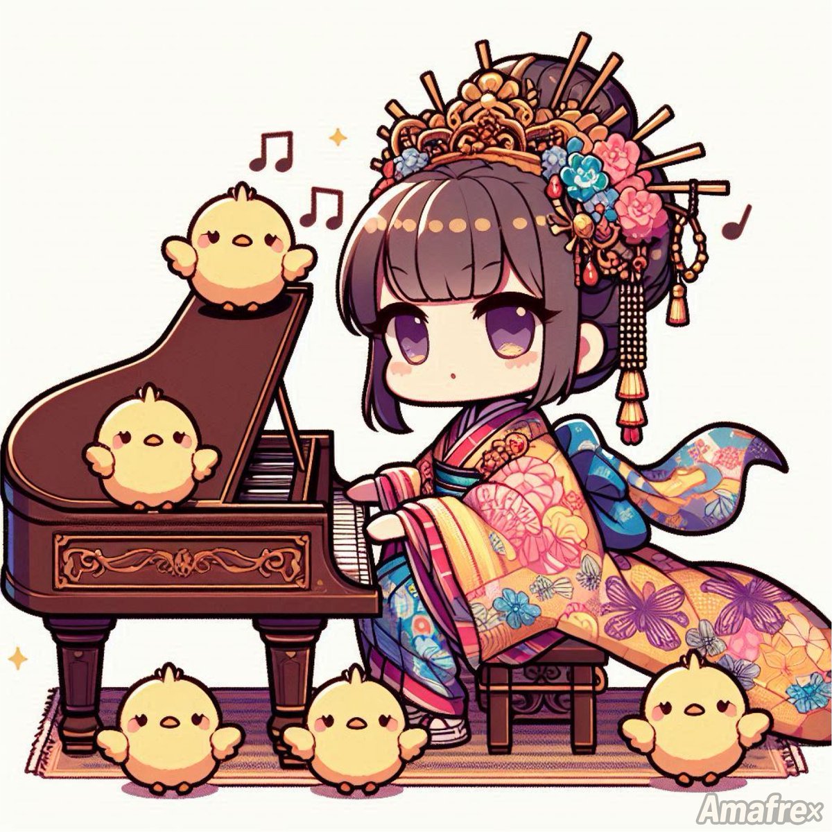 「メロディーが降りてきた」

ミュー(３)ジック(１９)の日？🎹🎵

GM✨️
今日頑張れば明日は祝日ですね
どうぞ素敵な一日を＆ご安全に🐥🐥🏁

#AIart ️️️️️️️️️️️️️️️️️️️️️️️️️️️️️️️️️️️️️