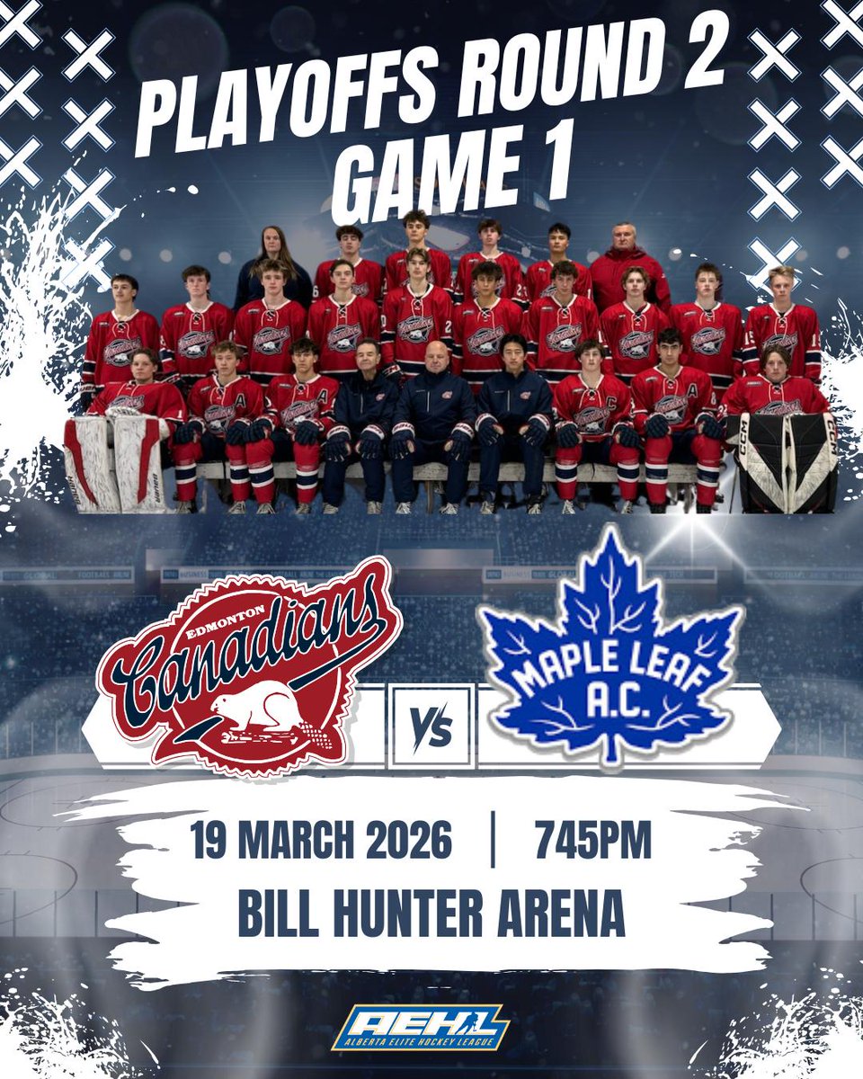 cac_hockey's tweet photo. 🔥 LET'S FILL THE BILL 🔥
U17AAA Gregg Distributers – Round 2, Game 1
📅 Mar 19 | 🕖 7:45 PM
📍 Bill Hunter Arena
Bring the noise and pack the rink! 💥
#FillTheBill #PlayoffHockey #cacproud https://t.co/DqDk6me0KR