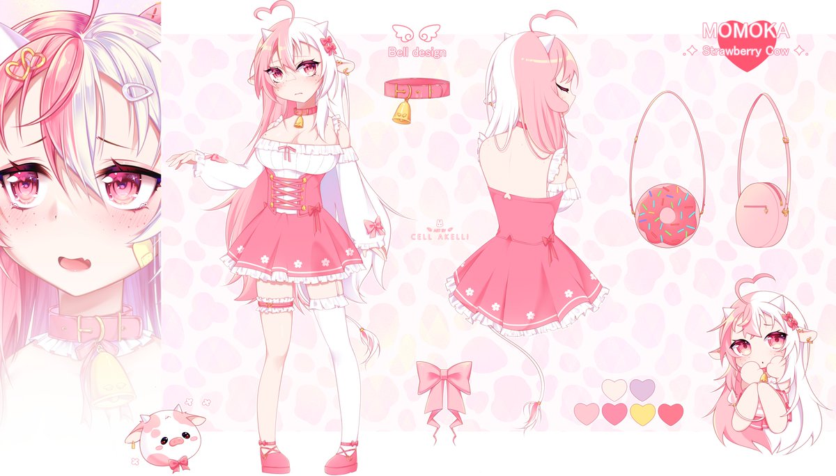 🩷🐮 original design and outfit for Momoka ˖⁺ ⟡
#Illustration #oc