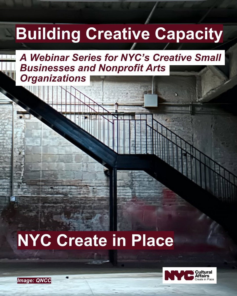 Our NYC Create in Place program has launched the Spring 2026 Webinar Series: Building Creative Capacity, a three-part series designed to support creative small businesses &amp; nonprofit arts organizations with the tools, resources, &amp; connections needed to grow &amp; sustain their work.