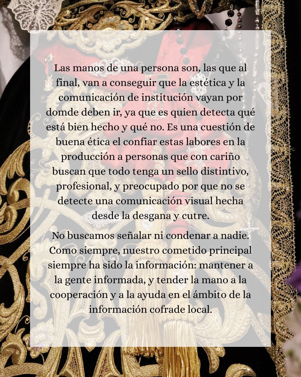 lajarapasion's tweet photo. Este miércoles, exponemos por qué el uso de la IA (inteligencia artificial) generativa de imágenes debe ser evitada en el campo de la comunicación institucional, especialmente en el ámbito de las Cofradías y Hermandades. (2/2)

#LaJaraPasion26 #MartíndelaJara #CuaresmaJareña https://t.co/fpOBmNFlOZ