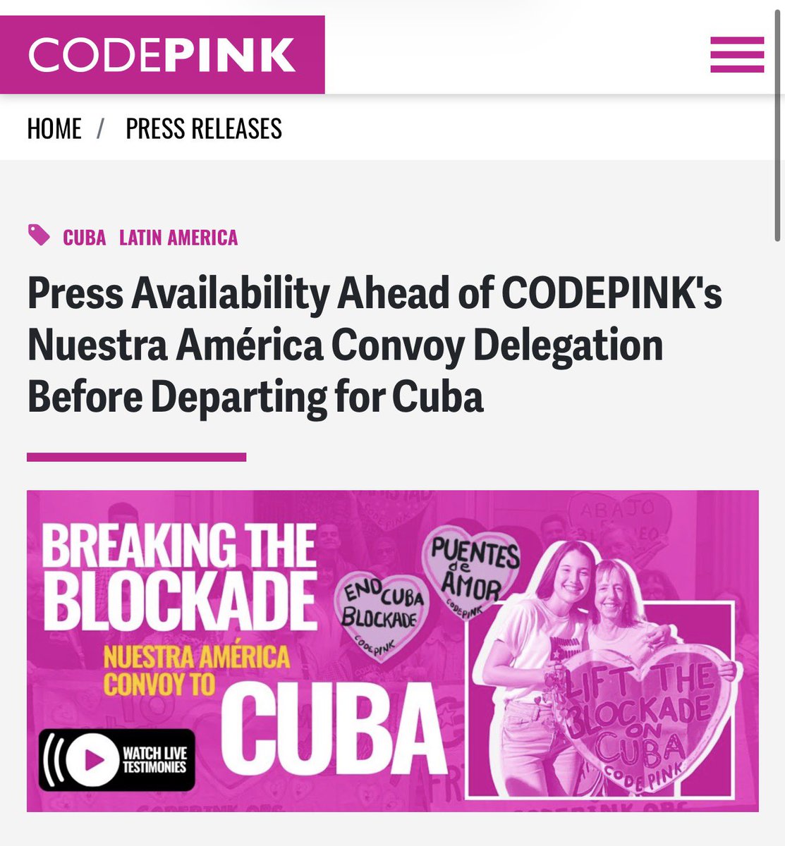 CODEPINK, this is a complete disrespect to our community. Organizations like this should not be trying to legitimize a communist and socialist murderous dictatorship that has caused so much pain, suffering, and exile for so many families in Miami-Dade County.

What you present as