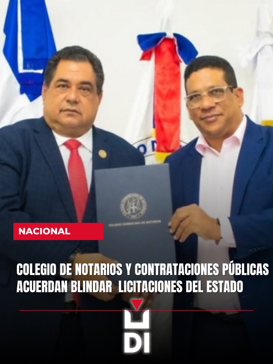 🇩🇴RD| Colegio de Notarios y Contrataciones Públicas acuerdan blindar  licitaciones del Estado ✍️

El Colegio Dominicano de Notarios (CODENOT) y la Dirección General de Contrataciones Públicas (DGCP) firmaron un acuerdo de colaboración que permitirá a las instituciones del Estado,