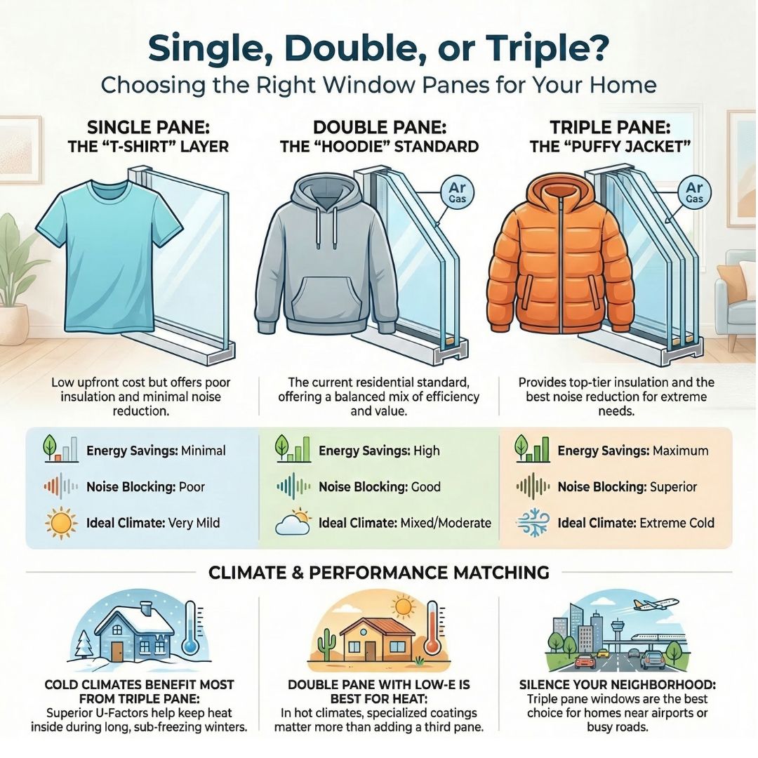 USAWindowDepot's tweet photo. Single. Double. Triple. πͺ
Whatβs the difference?
π More panes = better insulation, lower energy bills + a more comfortable home.
Let us help you choose what's perfect for you.
Schedule a free estimate: https://t.co/3piUEXHZTk
#WindowDepotUSA #WindowReplacement #NewWindows https://t.co/yKYtAeUROC