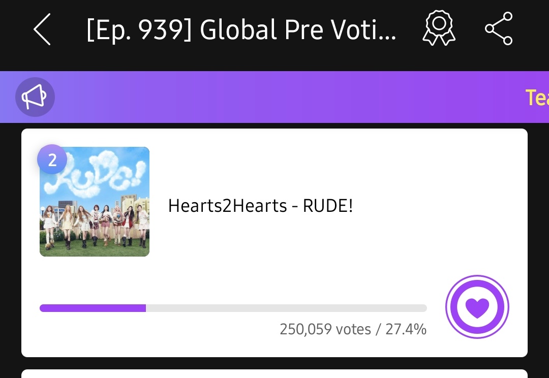 h2h_votes's tweet image. 📢 SHOW! MUSIC CORE — Global Pre-voting Ep.939 《LAST DAY》

🗳️: MUBEAT App
📍: 1 vote = 3❤️
🖇: mubeat.applink.info/fobjtyCscM

Ammo ≤150 → Save for live voting
Ammo &amp;gt;150 → You may vote now

Use wisely 🔥

#Hearts2Hearts #하츠투하 #RUDE! #Hearts2Hearts_RUDE!