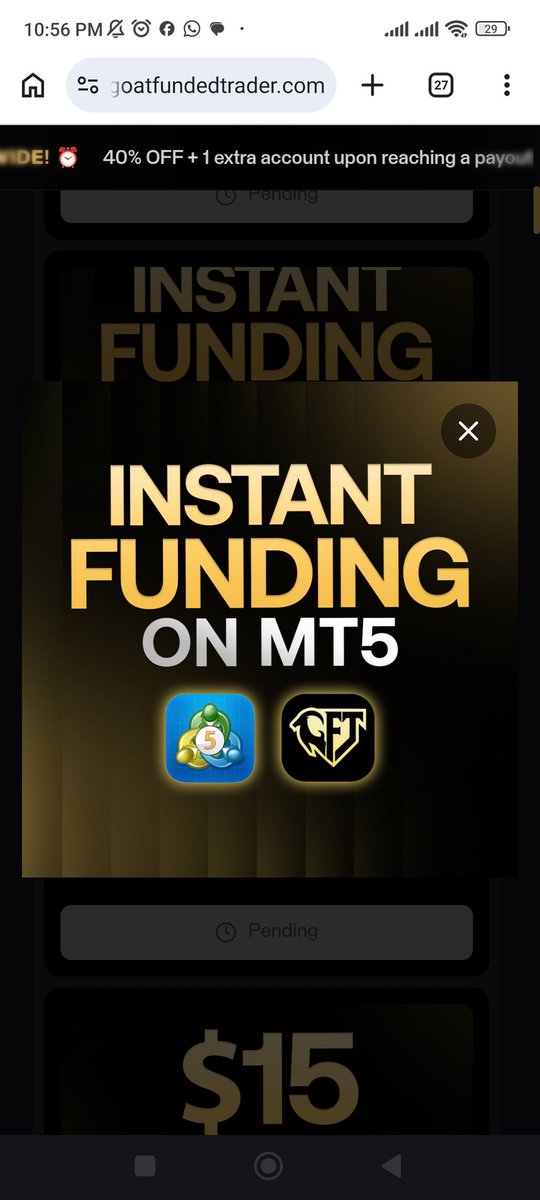annbaron247's tweet photo. Goat Funded Trader (GFT)offers INSTANT FUNDING on MT5 

No long evaluations… just get funded and start trading immediately 🔥

If you’ve been waiting for an opportunity to scale your trading, THIS IS IT!

@Goatfunded &amp; @EdwardXLreal 

#Forex  #PropFirm #Trading #InstantFunding https://t.co/yd2GB0CBAK
