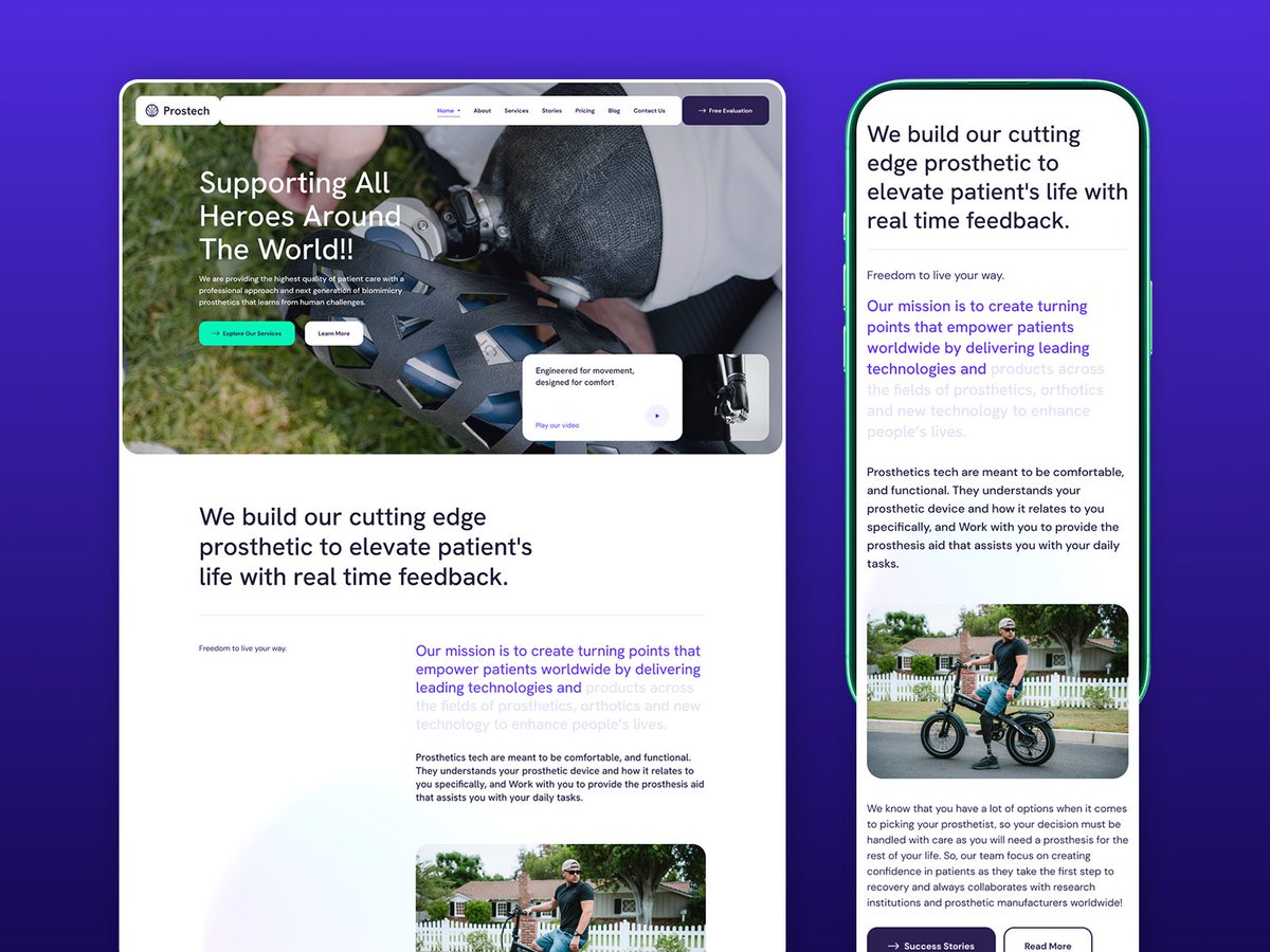 begha's tweet photo. Check out Prostech, a Modern Prosthetics, Orthotics Care, and Biotechnology @framer Template https://t.co/0kQhioA4xq