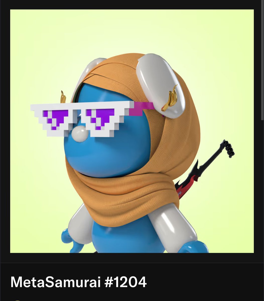 GM!
本日のメタサムコンシェルジュはこちら! 
シンプルなスキンが素敵なこの子✨️
頭巾とサングラスもよく似合ってます🥰
こちらの子はフロアより高いところでお迎えを待ってます！
購入検討中の方如何でしょう😊
#MetaSamurai
#メタサムコンシェルジュ