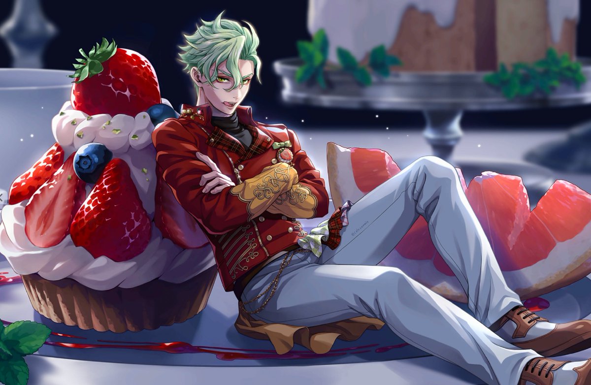 －・〖⚡️ 🍓🍵〗

~ crummy edit ~  
just wanted to see what his other card art head would look like on his groovy. for. reasons.