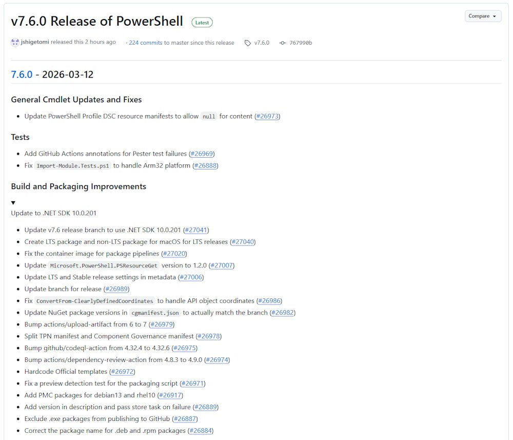 andresbohren's tweet image. 🚨The #PowerShell 7.6.0 is finally #GA 😍
bit.ly/4cVKJN0