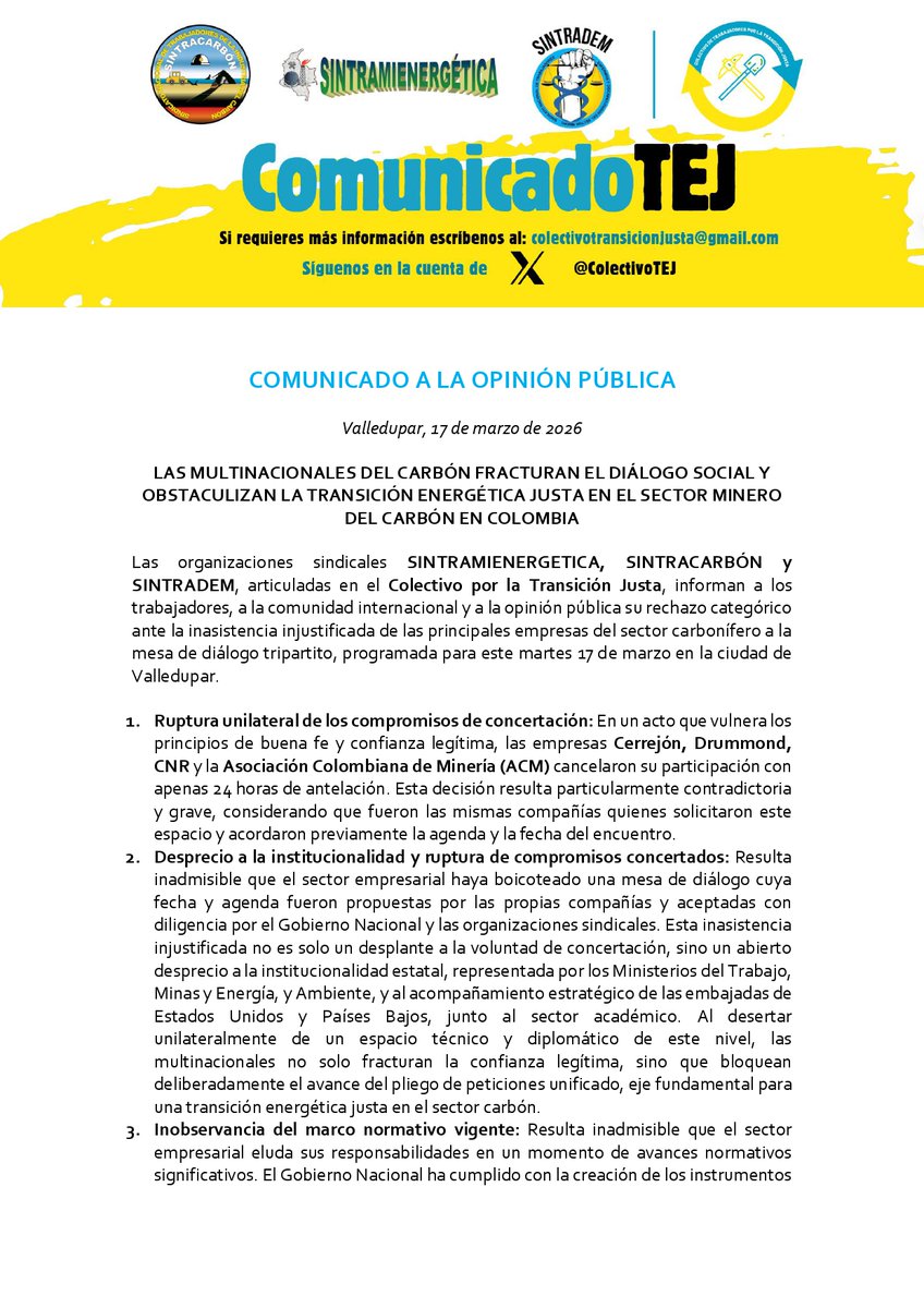 Colectivo Transición Energética Justa - Carbón tweet media