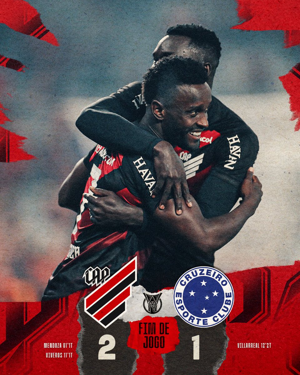 VENCE O CLUB ATHLETICO PARANAENSE! 🔴⚫️🌪️

Vitória do Furacão no Caldeirão, com gols de Mendoza e Viveros. 

#Athletico #Brasileirão