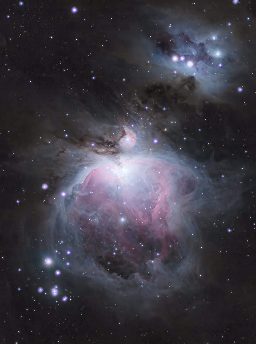 VejOut's tweet photo. A newer Orion Nebula image. 180 frames, 30s, ISO 800, OM-1, SV503 70mm, processed in Siril. https://t.co/MxotVB1Izz