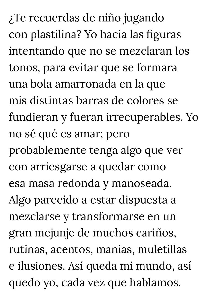 ayer volví a este texto de <a href="/_leonera_/">Leonor Cervantes</a>  💌

“algo parecido a estar dispuesta a mezclarse y transformarse en un mejunje de muchos cariños, rutinas, acentos, manías, muletillas e ilusiones”

🫂💌🫂💌🫂💌🫂