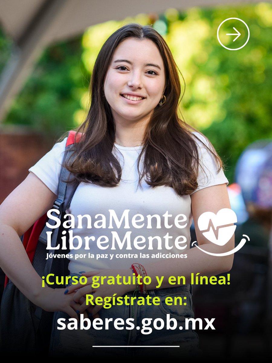 👩‍🎓👨‍🎓¿Estudias la universidad y quieres saber cómo cuidar tu bienestar para rendir mejor?

Toma el curso “SanaMente Libremente: jóvenes por la paz y contra las adicciones.
<a href="/SEP_mx/">SEP México</a> <a href="/rvillanueval/">Ricardo Villanueva</a>