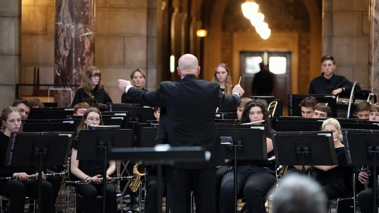 MalcolmSchools's tweet photo. The Malcolm High School Band took the stage in the Rotunda of the Nebraska State Capitol today!

An incredible experience in a remarkable setting, and a great showcase of their hard work and talent. https://t.co/Uc5ZTANNdF