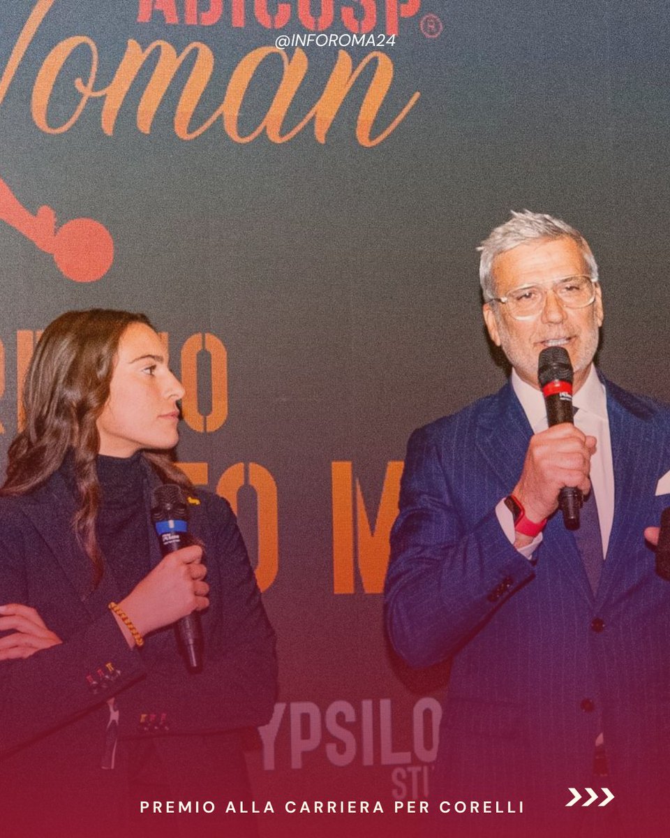 inforoma24's tweet photo. 🟡🔴 Alice #Corelli ha ricevuto al @GGDLF il premio come migliore calciatrice under 23. A premiarla è stato proprio Ubaldo #Righetti, ex giocatore dell'#ASRoma. https://t.co/VdzG3BSv4n