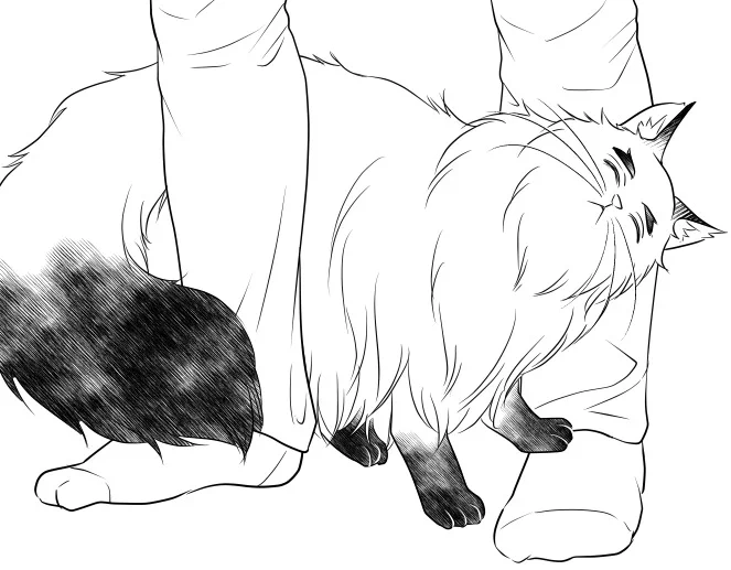 進捗)可愛く描けたけどめっちゃ小さいコマなのでペタリ すりすり🐱🔥さん 